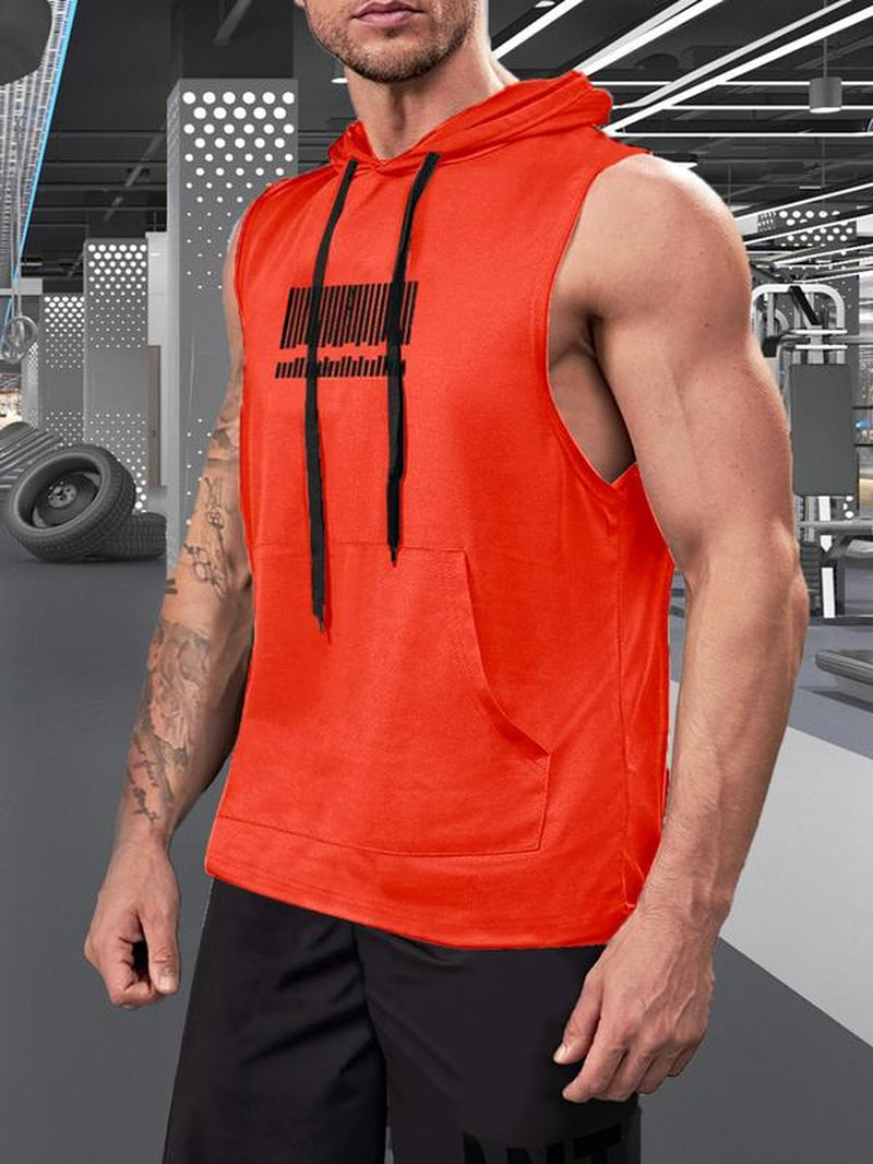 Graphic Drawstring Hooded Sweat Activated Sports Top