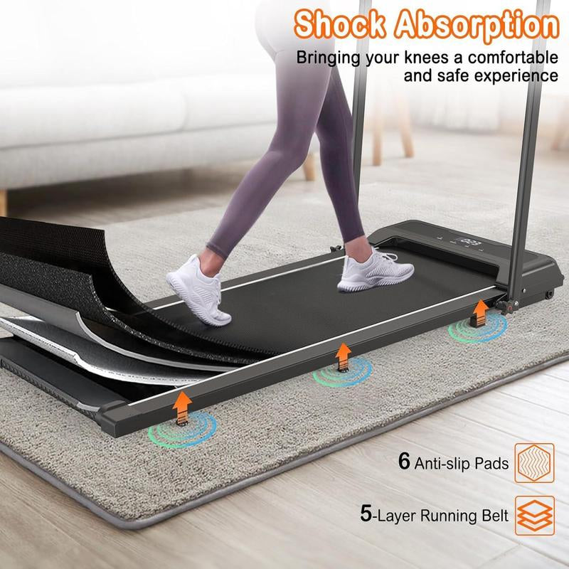 2-In-1 Portable Treadmill with Handle for Home & Office Use